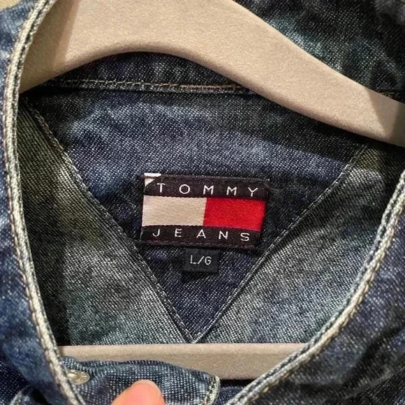 TOMMY HILFIGER VINTAGE JEAN BIKER STYLE JACKET L - Picture 2 of 4